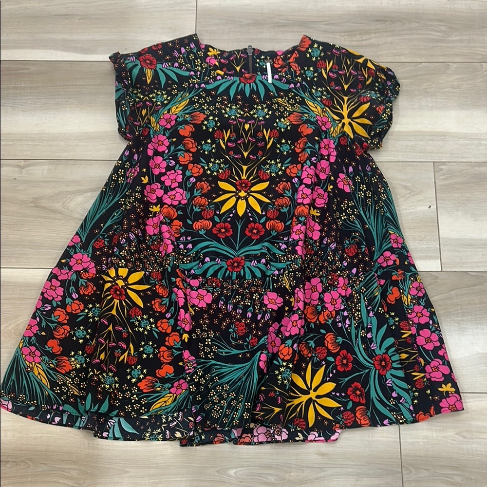 Free People Floral Mini Dress - Black, Pink, Yellow, Green